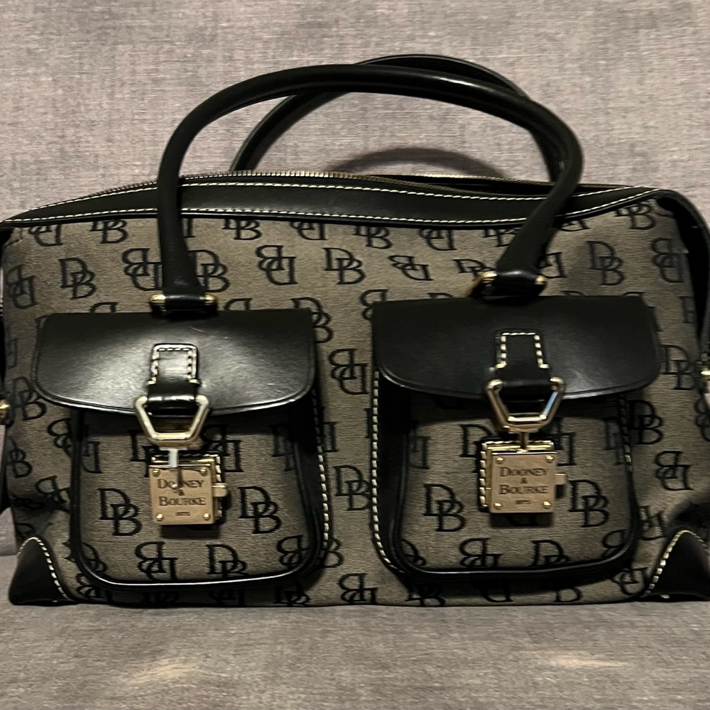 Dooney & Bourke Black and Gold Structured Shoulder Bag